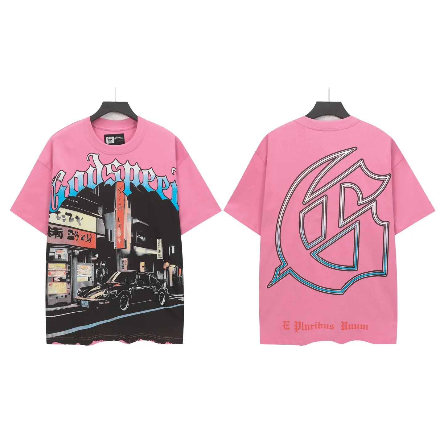5333#Paris Pink | In Stock Actual Shot (new) Godspeed Cross-border American Rock Street Retro Style Short-sleeved T (HD Digital Printing) Fabric (fabric): 32-count combed double yarn Weight Sizes (size): S-M-L-XL Color (colour): Paris Pink